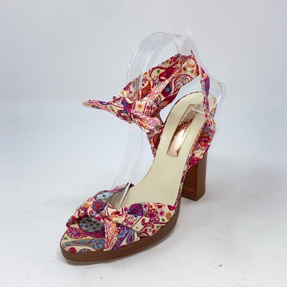 Rupert Sanderson Paisley Print Platform Sandals.